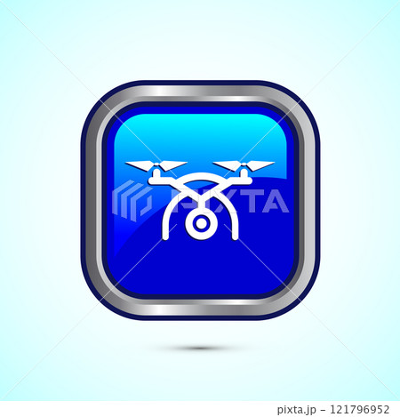 Drone icon design illustration. Drone Quadro copter logo sign symbol, Button design 121796952