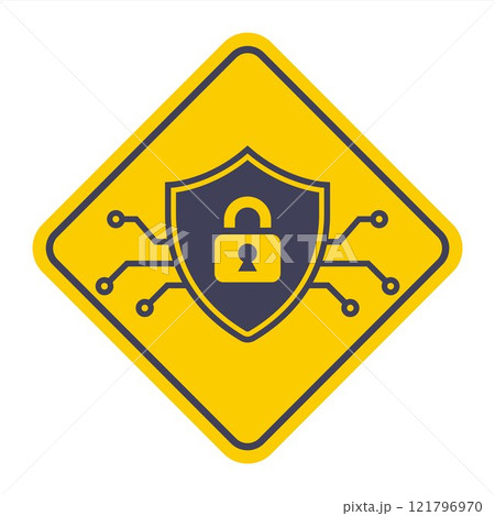 cyber defense shield and lock icon. cyber defense shield and lock icon. 121796970