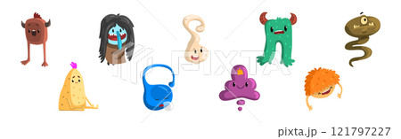 Freaky Monster Character with Funny Face Vector Set Freaky Monster Character with Funny Face Vector Set 121797227