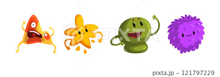Freaky Monster Character with Funny Face Vector Set 121797229
