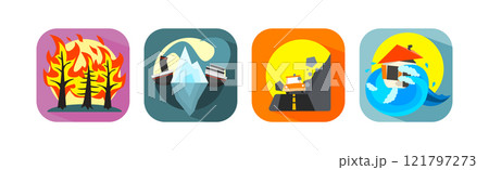 Natural Disasters and Catastrophe with Extreme Weather Condition Vector Set 121797273
