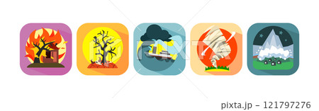 Natural Disasters and Catastrophe with Extreme Weather Condition Vector Set 121797276