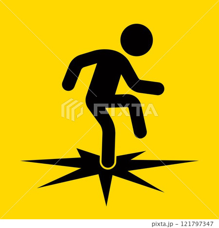 man falls through ice black icon. 121797347