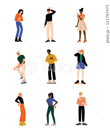 People Feeling Pain in Different Parts of Body Caused By Illness or Injury Set, Toothache, Headache, Stomachache, Backache, Pain in Arms, Legs, Shoulder and Chest Vector Illustration People Feeling Pain in Different Parts of Body Caused By Illness or Injury Set, Toothache, Headache, Stomachache, Backache, Pain in Arms, Legs, Shoulder and Chest Vector Illustration 121797473