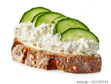 bread slice with fresh cottage cheese bread slice with fresh cottage cheese 121797733