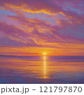 美しい海に沈む夕日 121797870