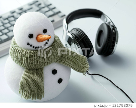 Snowman and Headphones 121798079