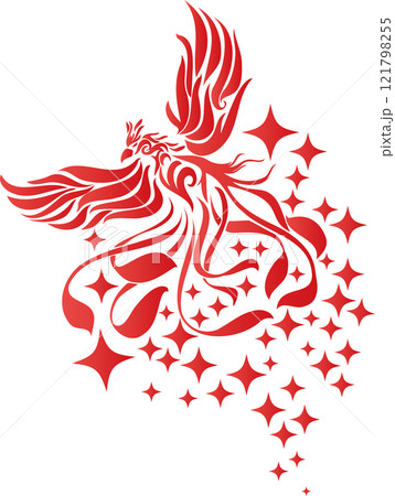 輝くフェニックスのシンプルマークイラスト 輝くフェニックスのシンプルマークイラスト 121798255