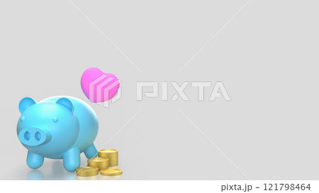 The Piggy Bank and Heart for Saving or earn concept 3d Rendering. The Piggy Bank and Heart for Saving or earn concept 3d Rendering. 121798464