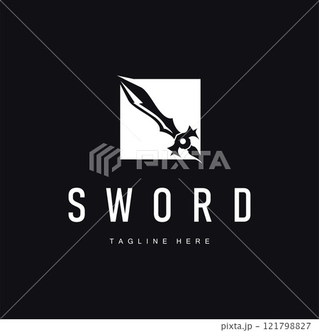 Black silhouette design simple logo sword illustration sword warrior knight template vintage retro Black silhouette design simple logo sword illustration sword warrior knight template vintage retro 121798827