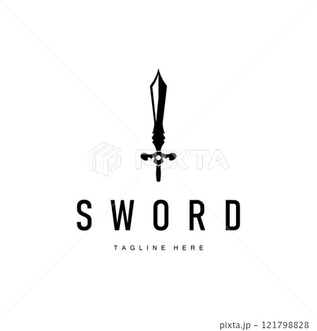 Black silhouette design simple logo sword illustration sword warrior knight template vintage retro Black silhouette design simple logo sword illustration sword warrior knight template vintage retro 121798828