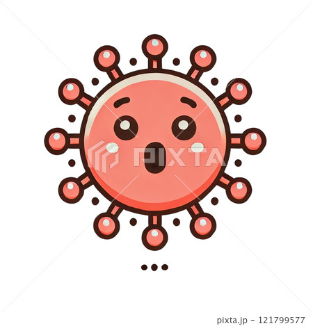 健康な赤色のかわいいばい菌のキャラクター 121799577