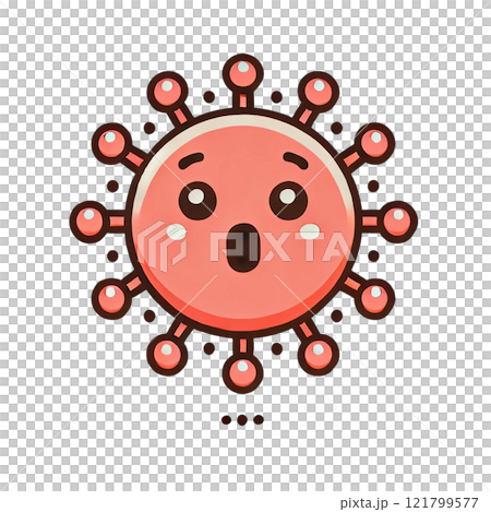 健康な赤色のかわいいばい菌のキャラクター 121799577