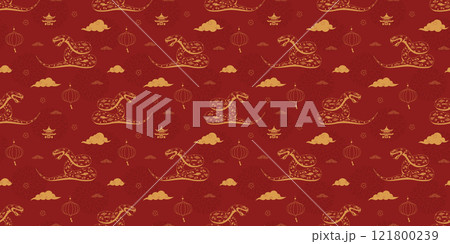Chinese New Year of the Snake seamless pattern 121800239