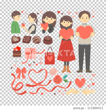 Cute Valentine's Day material illustration 121800411