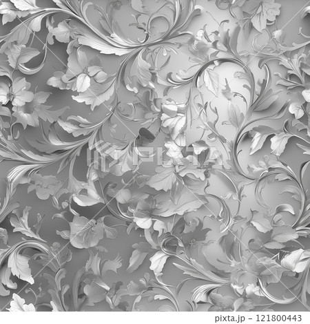 銀色の花柄シームレスパターン 121800443