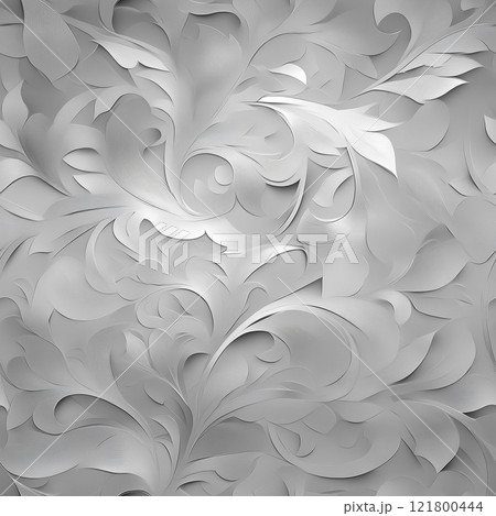 銀色の唐草シームレスパターン 121800444