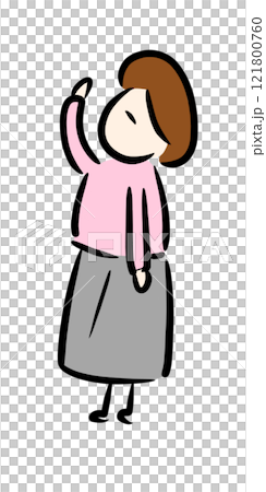 A woman with bob hair looking up A woman with bob hair looking up 121800760