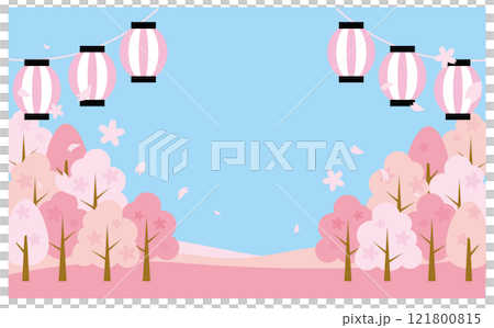春天可愛的櫻花插畫背景素材 121800815