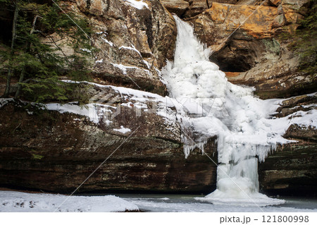 Cedar Falls Frozen in Winter, Hocking Hills State Park, Ohio 121800998