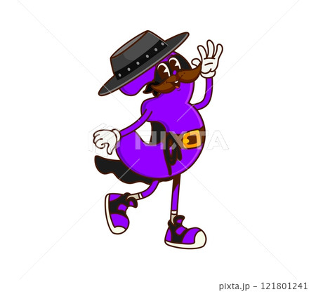 Groovy cartoon math number 3 cowboy or Western bandit, vector funny character. Groovy number Three 3 as Texas ranger or Wild West cowboy in robber mask with face and mustaches as cartoon character Groovy cartoon math number 3 cowboy or Western bandit, vector funny character. Groovy number Three 3 as Texas ranger or Wild West cowboy in robber mask with face and mustaches as cartoon character 121801241