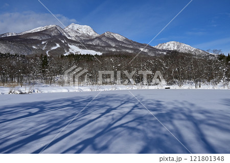 いもり池から見た初冬の妙高山 121801348
