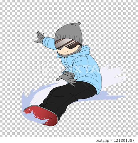 Snowboarding man with snow 121801387