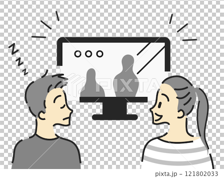 Man falling asleep while watching TV 121802033