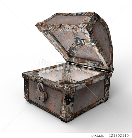 Aged Treasure Chest With Open Lid and Rustic Features Aged Treasure Chest With Open Lid and Rustic Features 121802110
