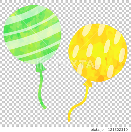 模様のある風船のイラスト 緑 黄色 121802310