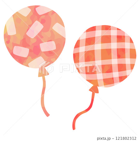 模様のある風船のイラスト 赤 暖色 模様のある風船のイラスト 赤 暖色 121802312