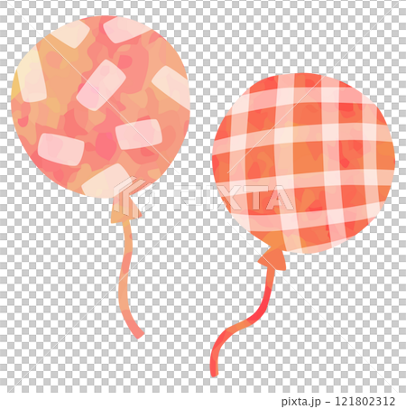 模様のある風船のイラスト 赤 暖色 模様のある風船のイラスト 赤 暖色 121802312