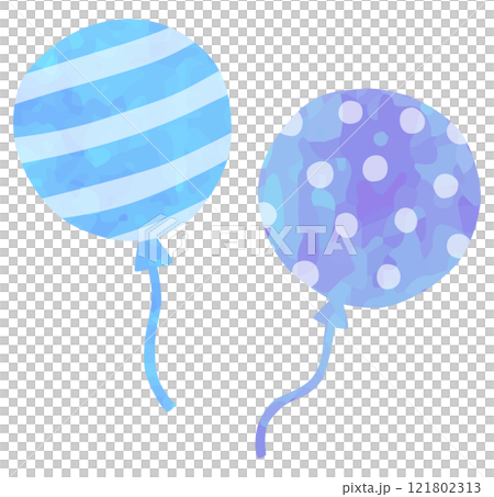 模様のある風船のイラスト 寒色 121802313