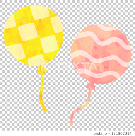 模様のある風船のイラスト 黄色 ピンク 模様のある風船のイラスト 黄色 ピンク 121802314