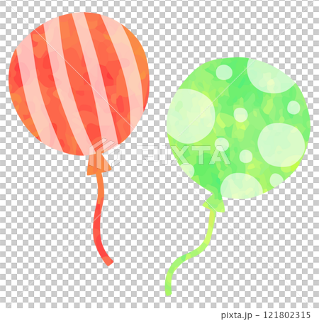 帶有紅色、黃色、綠色圖案的氣球的插圖 121802315