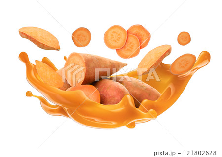 PNG, Food art, carrot, isolated on white background, generated by Generative AI technology. 121802628