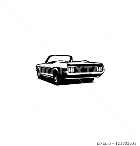Mustang convertible car silhouette vector design. isolated white background view from behind. Best for logos, badges, emblems, icons, design stickers and for the vintage car industry. available in eps Mustang convertible car silhouette vector design. isolated white background view from behind. Best for logos, badges, emblems, icons, design stickers and for the vintage car industry. available in eps 121802638