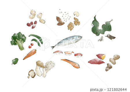 まごわやさしい　イラストセット 121802644