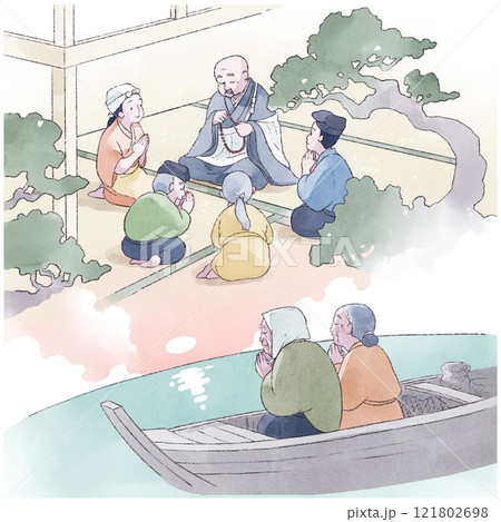 法然上人と教えを乞う庶民たち 121802698