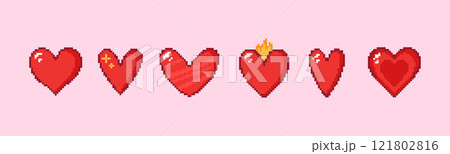 Pixel heart icons 121802816