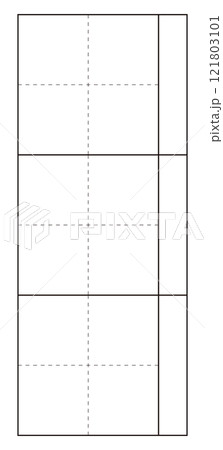 白黒の文字練習用ふりがな枠付き3回マス目 121803101