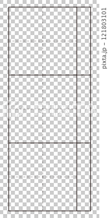 白黒の文字練習用ふりがな枠付き3回マス目 121803101