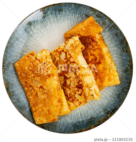 Pancakes stuffed with liver and egg 121803210