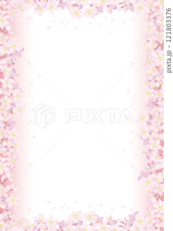 背景素材＜花・桜＆花びら枠5・カラー＞ 121803376