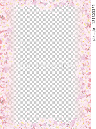 背景素材＜花・桜＆花びら枠5・カラー＞ 121803376