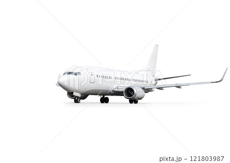 Passenger jet plane isolated on white background 121803987