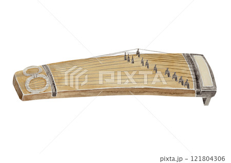 楽器 琴 和琴 筝 水彩 イラスト 楽器 琴 和琴 筝 水彩 イラスト 121804306
