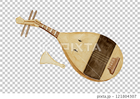 Musical instrument Biwa watercolor illustration Musical instrument Biwa watercolor illustration 121804307