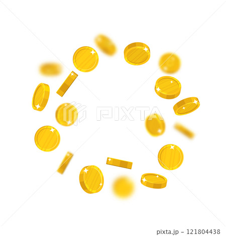 Gold coins floating cartoon isolated Gold coins floating cartoon isolated 121804438