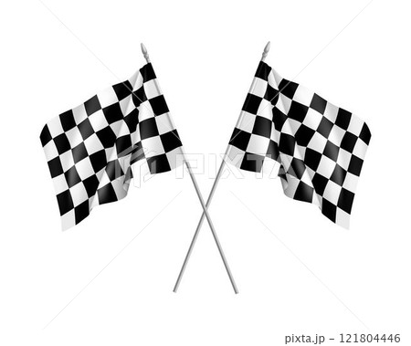 Two racing flags crossed realistic 121804446